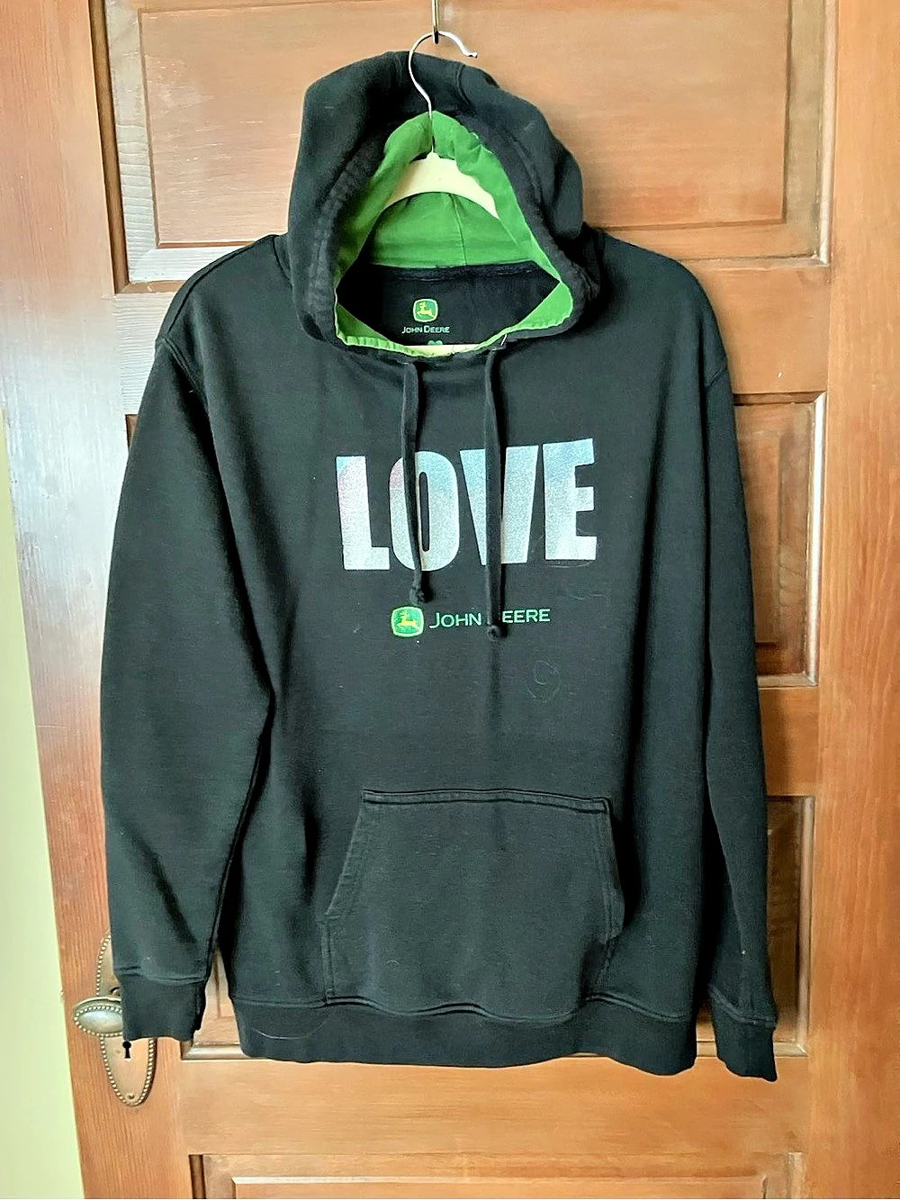 John Deere Graphic Pullover Hoodie Black & Green Size Large